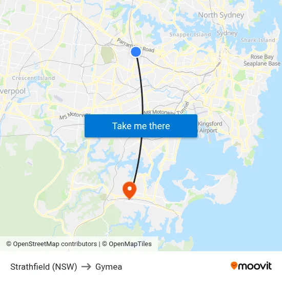 Strathfield (NSW) to Gymea map