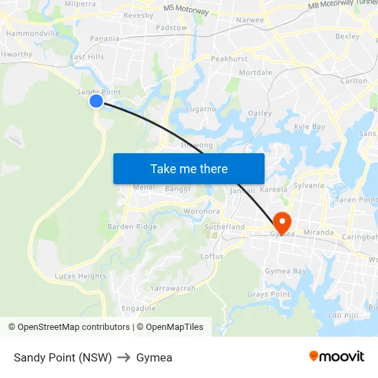 Sandy Point (NSW) to Gymea map