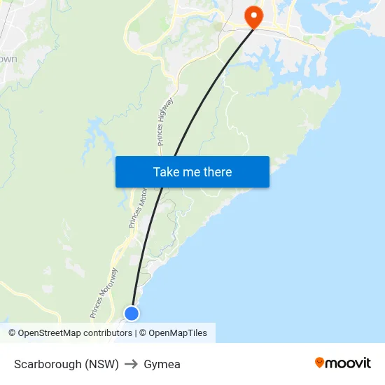 Scarborough (NSW) to Gymea map