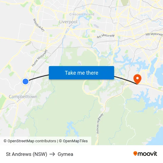 St Andrews (NSW) to Gymea map