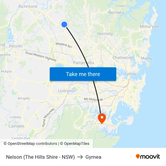 Nelson (The Hills Shire - NSW) to Gymea map