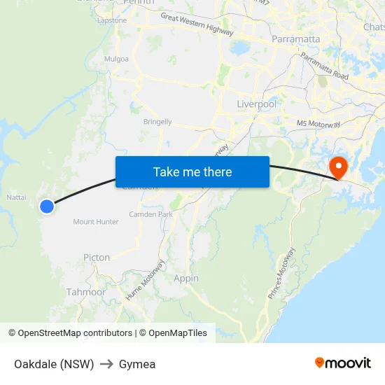 Oakdale (NSW) to Gymea map