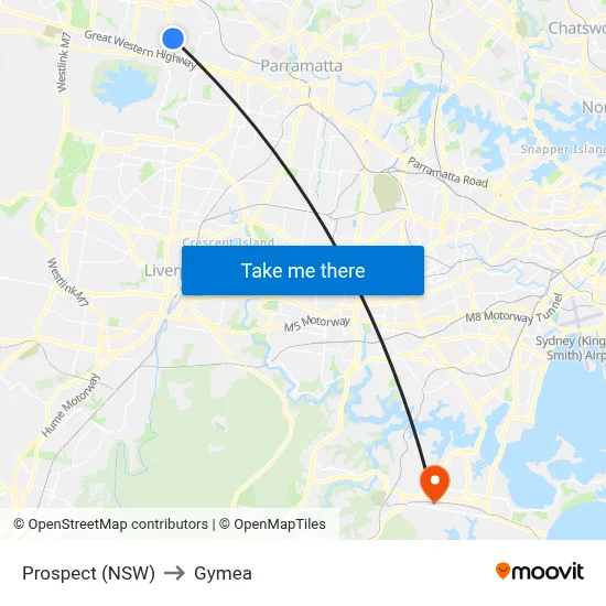 Prospect (NSW) to Gymea map