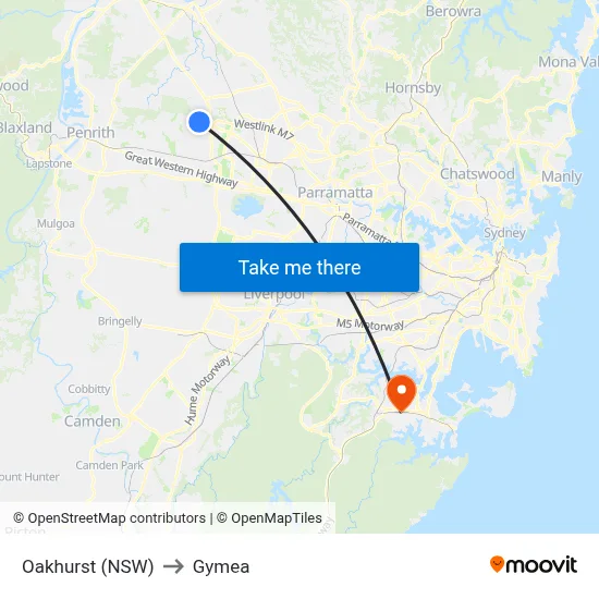 Oakhurst (NSW) to Gymea map
