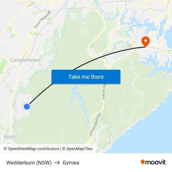 Wedderburn (NSW) to Gymea map