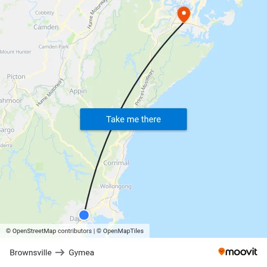 Brownsville to Gymea map