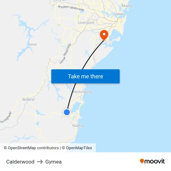 Calderwood to Gymea map