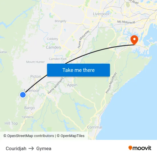 Couridjah to Gymea map
