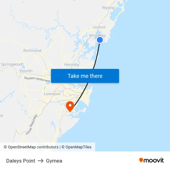 Daleys Point to Gymea map