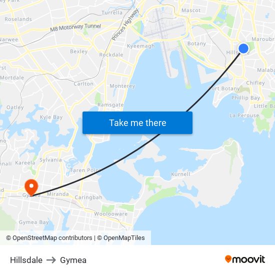 Hillsdale to Gymea map