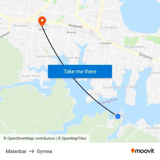 Maianbar to Gymea map