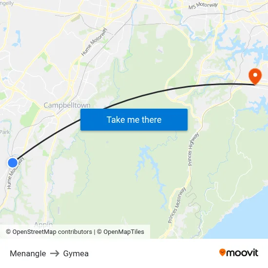 Menangle to Gymea map