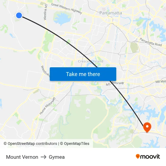 Mount Vernon to Gymea map