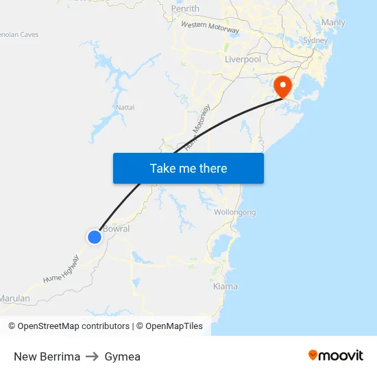 New Berrima to Gymea map