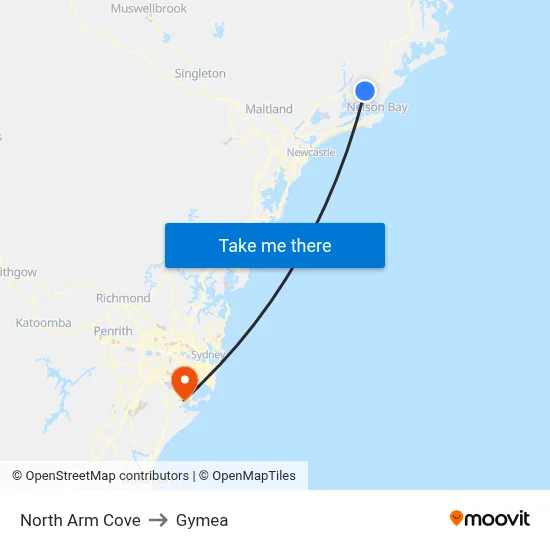 North Arm Cove to Gymea map
