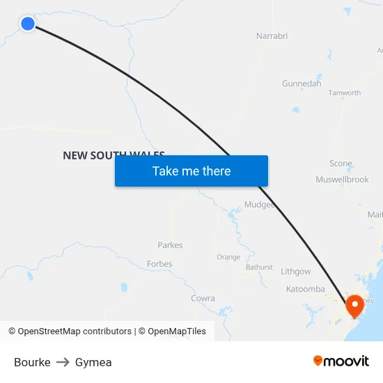 Bourke to Gymea map