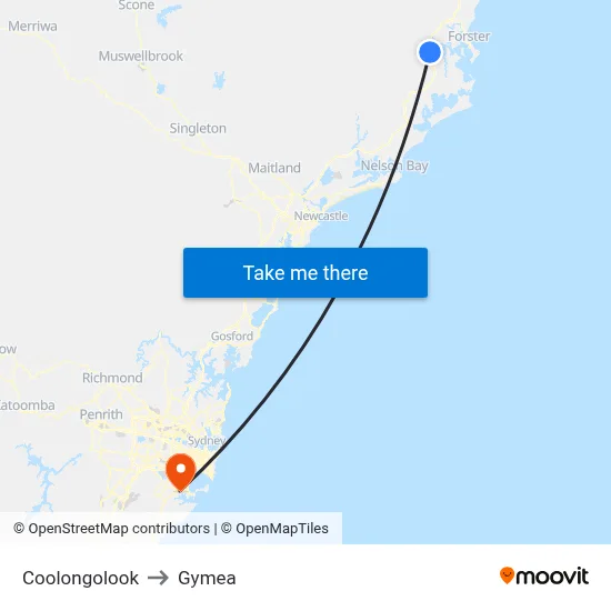 Coolongolook to Gymea map