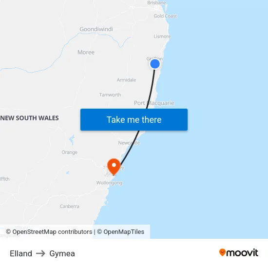 Elland to Gymea map