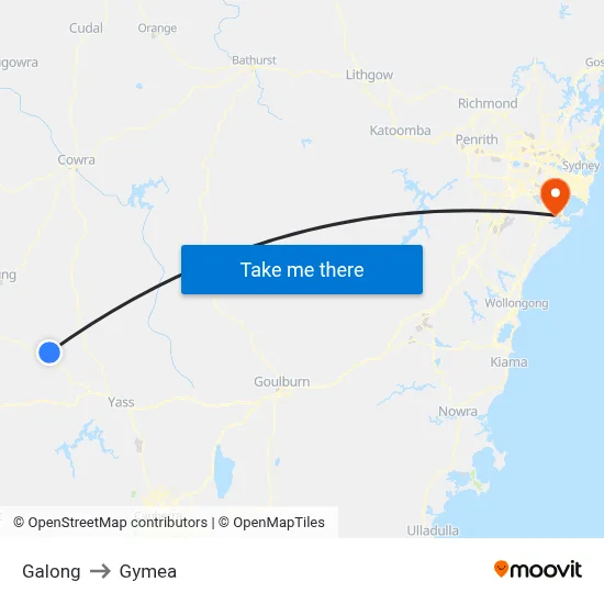 Galong to Gymea map