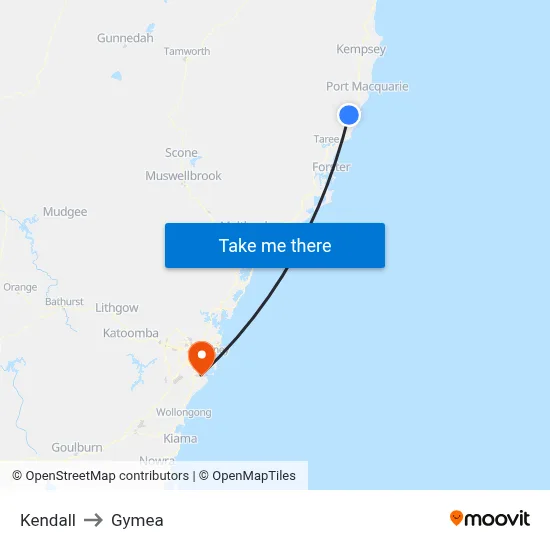 Kendall to Gymea map