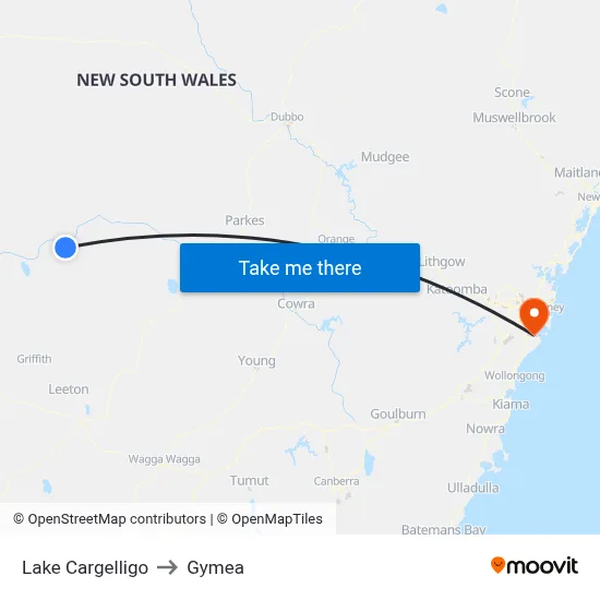 Lake Cargelligo to Gymea map