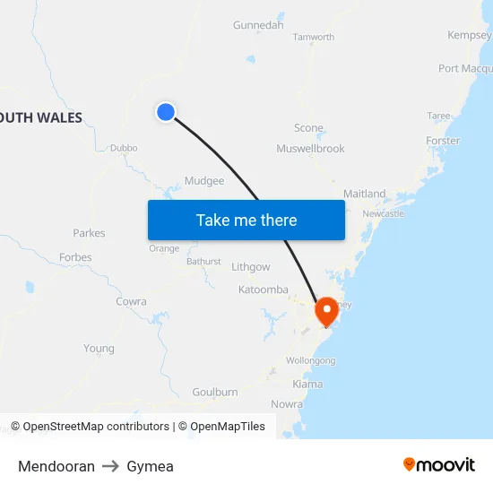 Mendooran to Gymea map