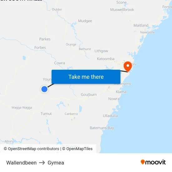Wallendbeen to Gymea map