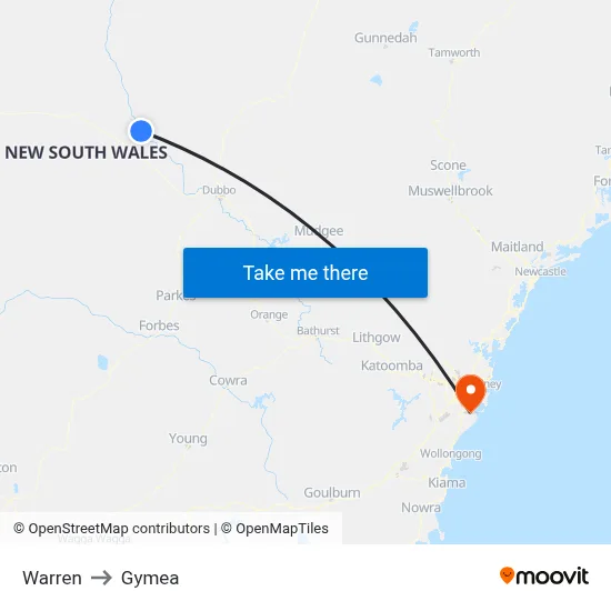 Warren to Gymea map