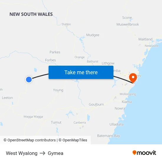 West Wyalong to Gymea map