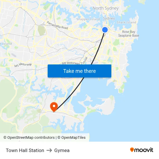 Town Hall Station to Gymea map