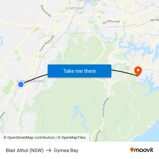 Blair Athol (NSW) to Gymea Bay map