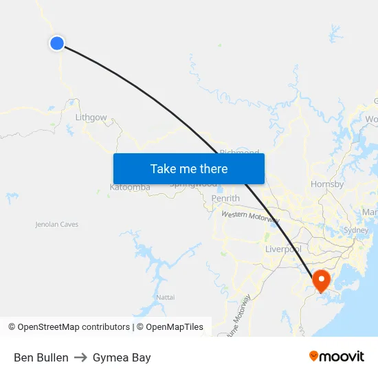 Ben Bullen to Gymea Bay map