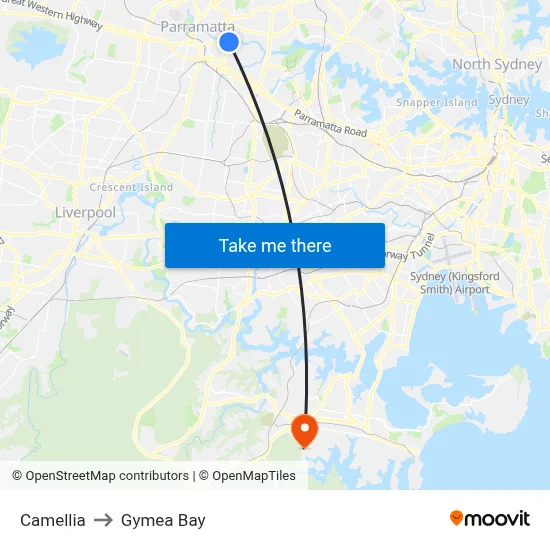 Camellia to Gymea Bay map