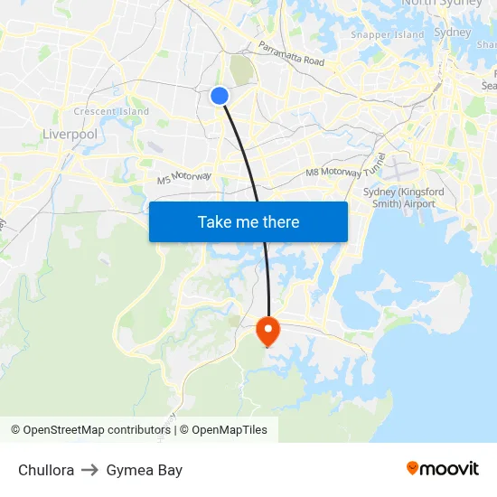 Chullora to Gymea Bay map