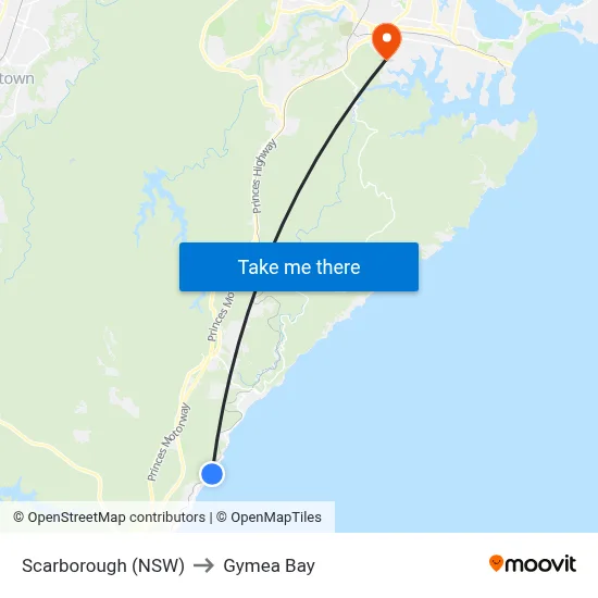 Scarborough (NSW) to Gymea Bay map