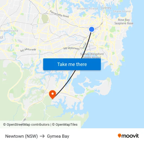 Newtown (NSW) to Gymea Bay map