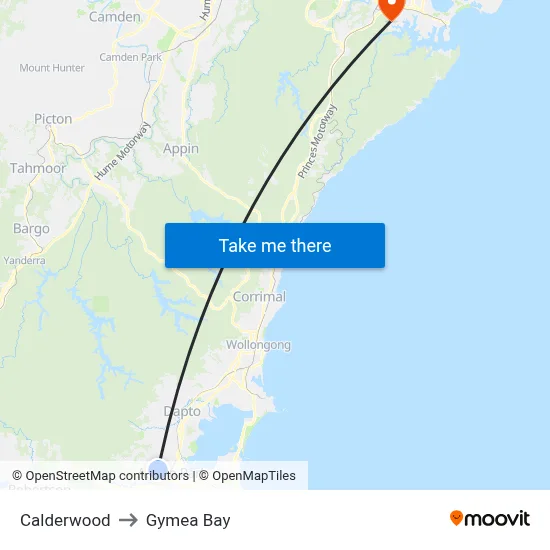 Calderwood to Gymea Bay map
