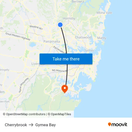 Cherrybrook to Gymea Bay map