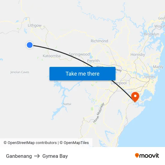 Ganbenang to Gymea Bay map