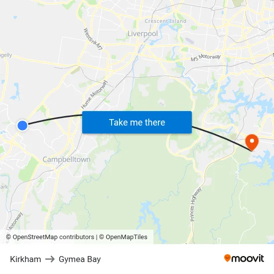 Kirkham to Gymea Bay map