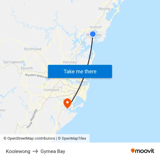 Koolewong to Gymea Bay map