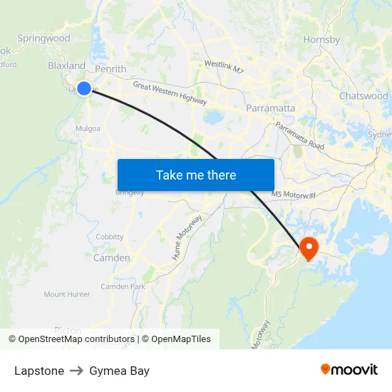 Lapstone to Gymea Bay map