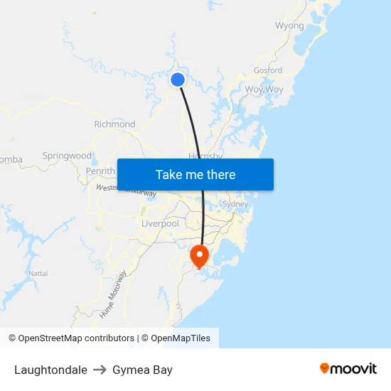 Laughtondale to Gymea Bay map