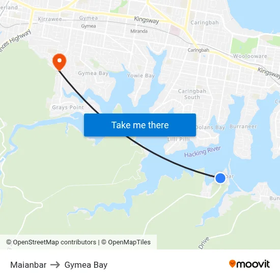Maianbar to Gymea Bay map