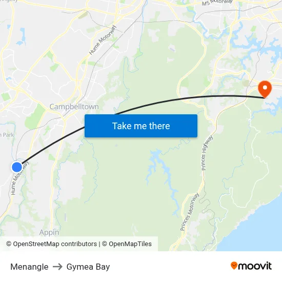 Menangle to Gymea Bay map