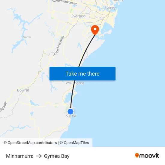 Minnamurra to Gymea Bay map