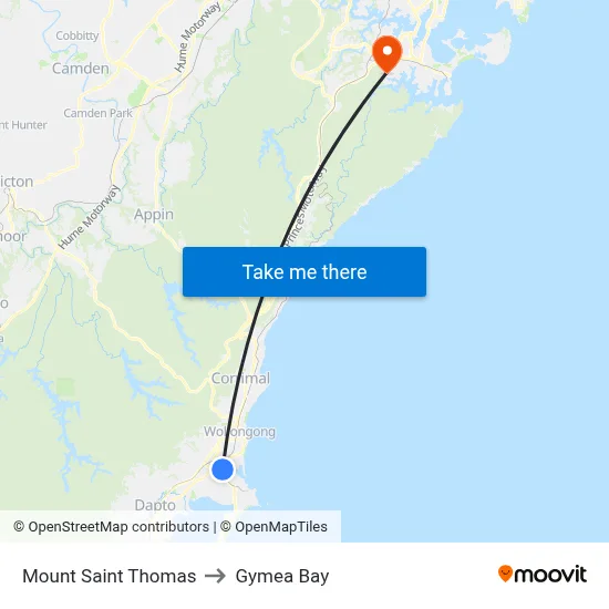 Mount Saint Thomas to Gymea Bay map