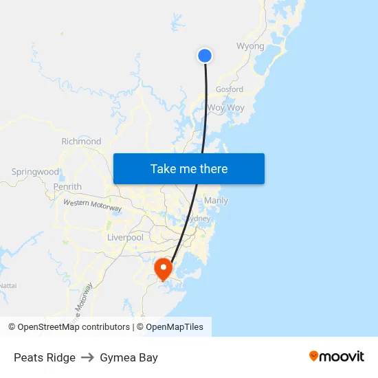 Peats Ridge to Gymea Bay map