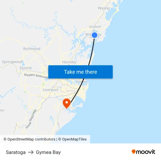 Saratoga to Gymea Bay map