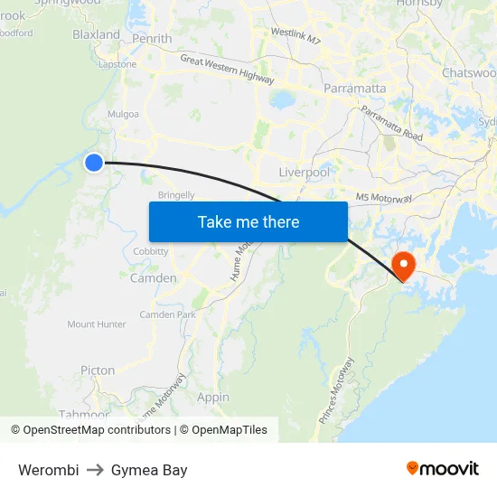 Werombi to Gymea Bay map